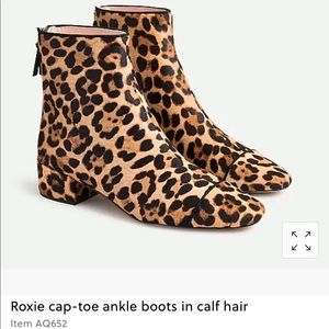 J.Crew Roxie Cap Toe Ankle Boots calf hair leopard 8